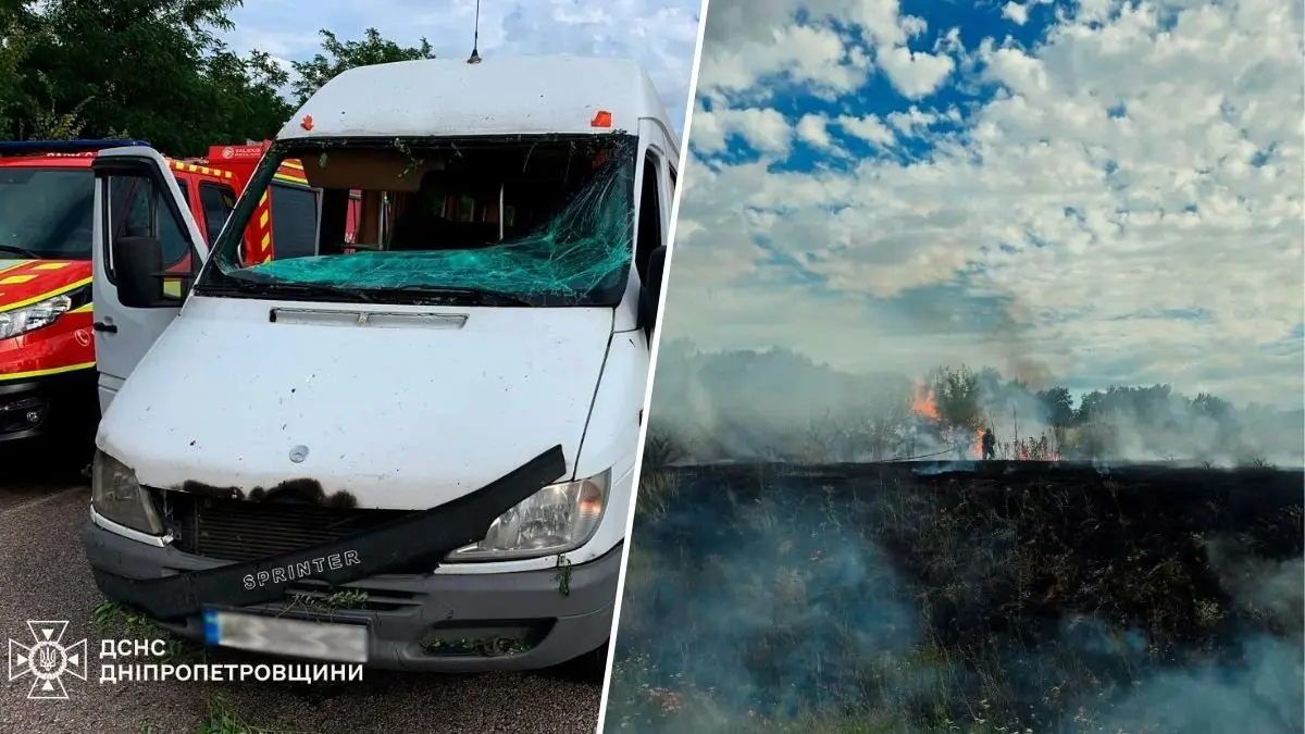 Ракетний удар по Дніпровському району: рятувальники показали кадри з місця атаки з пошкодженою автівкою та пожежею
