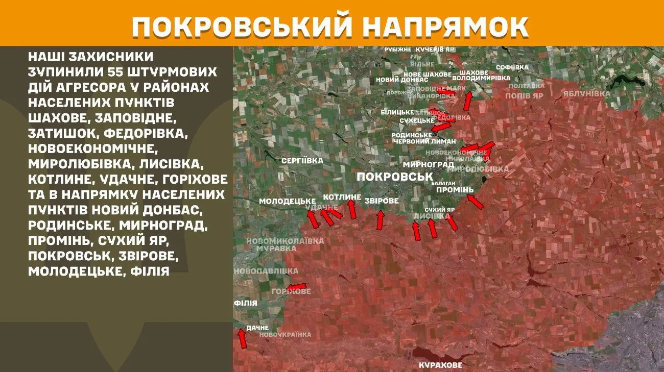 Генштаб: 180 боїв відбулось на фронті, з них 55 – на Покровському напрямку