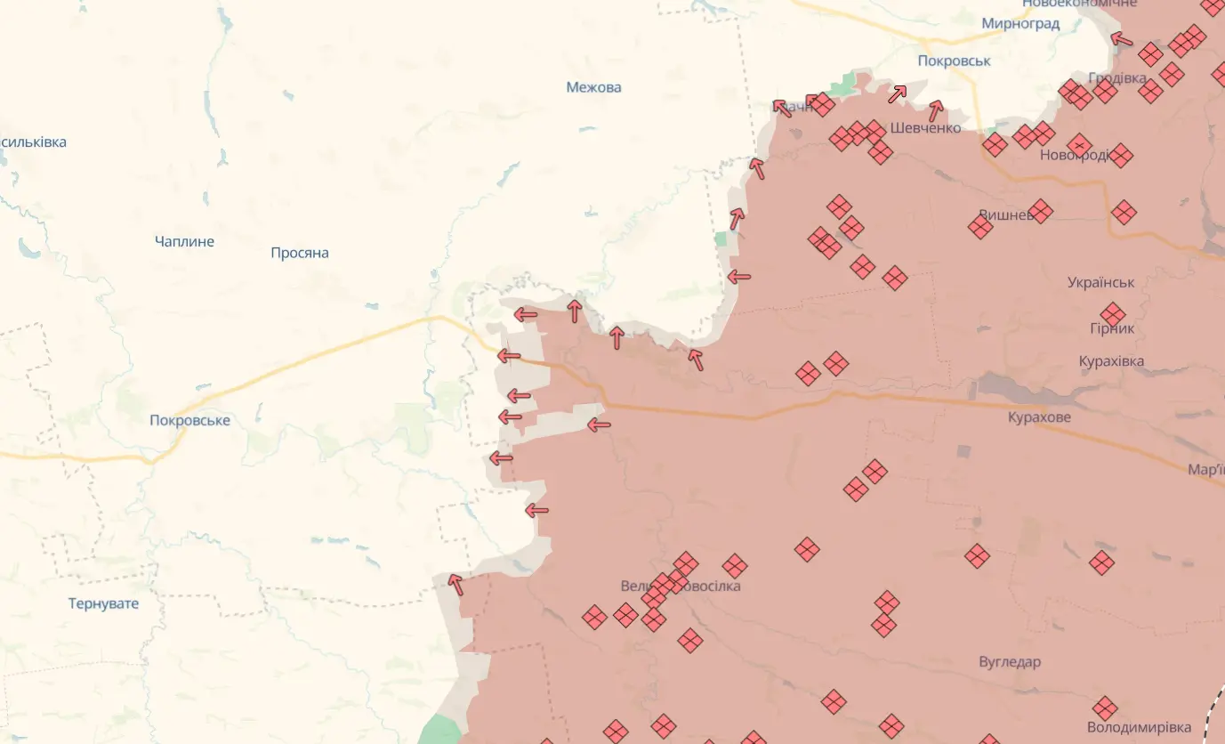 Інтерактивна карта бойових дій в Україні від DeepStateMap