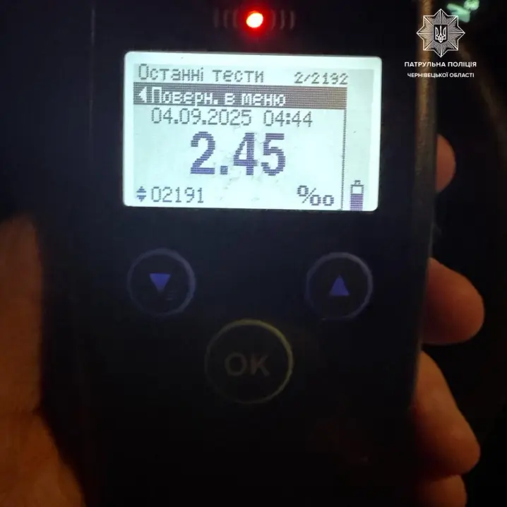 У Чернівцях водій перевищив норму алкоголю в 12 разів