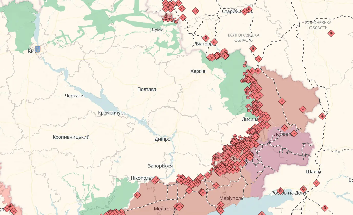 Карта бойових дій в Україні 19 серпня 2025