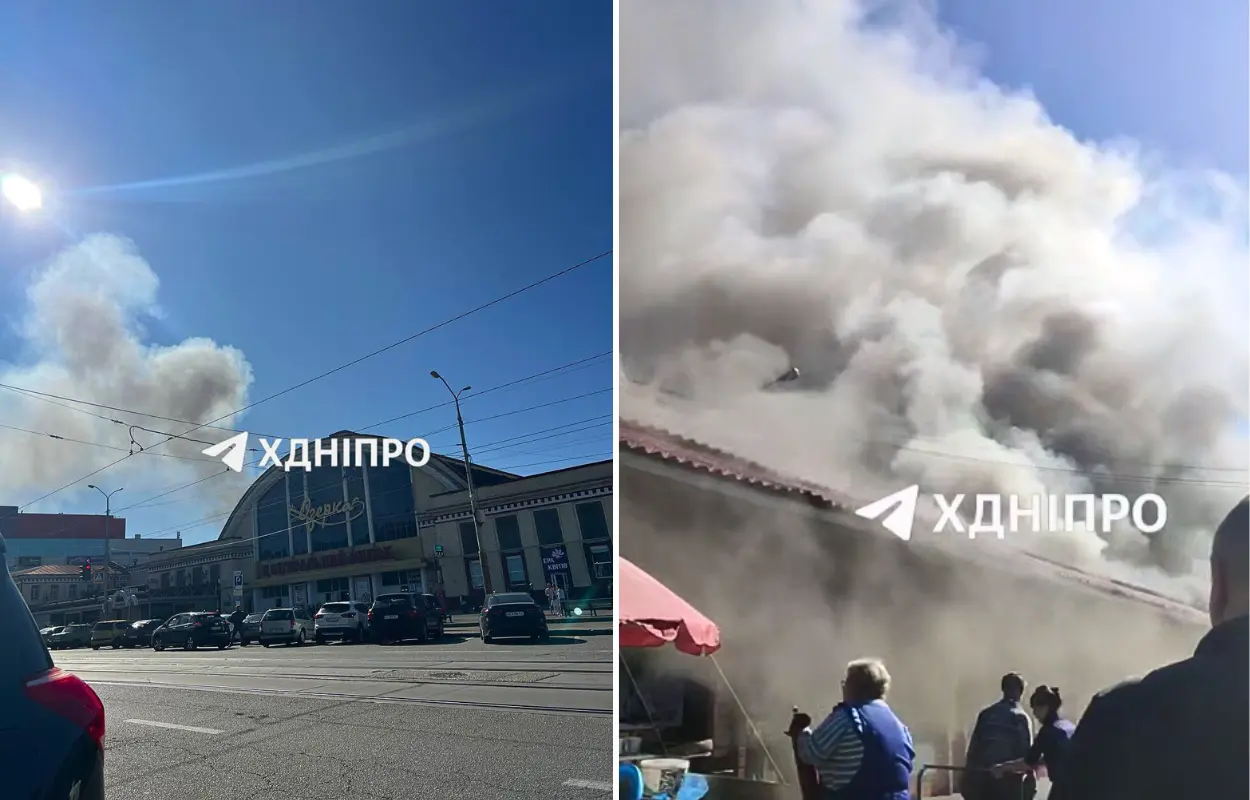 У Дніпрі на ринку «Озерка» спалахнула масштабна пожежа: що відомо